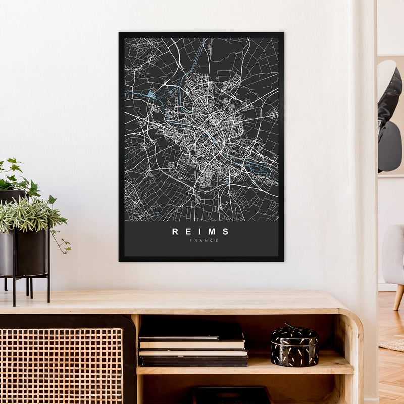 Reims Art Print by UrbanMaps A1 White Frame