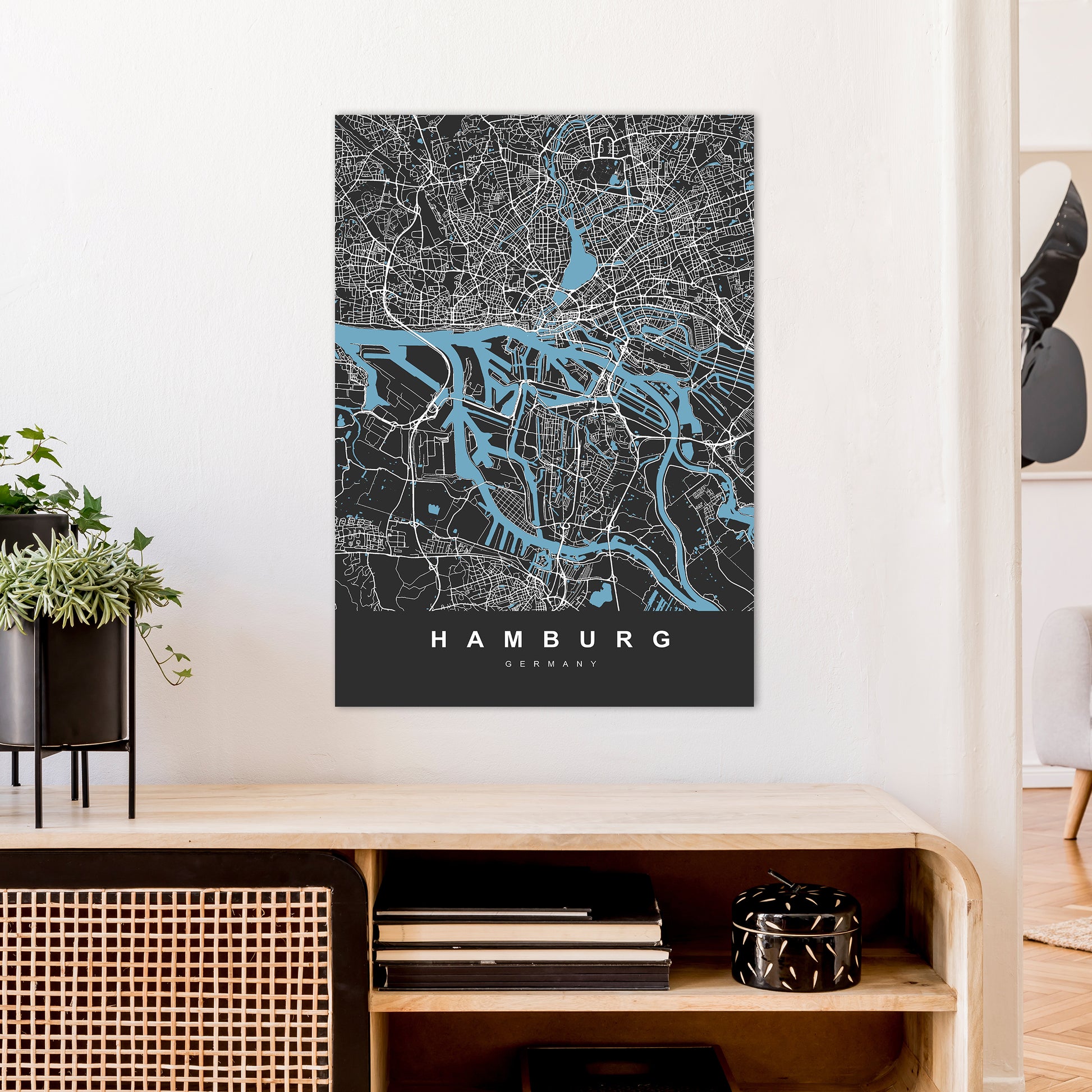 Hamburg Art Print by UrbanMaps A1 Black Frame