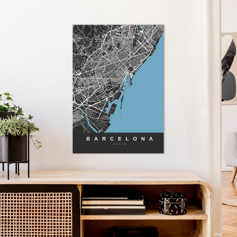 Barcelona Art Print by UrbanMaps A1 Black Frame