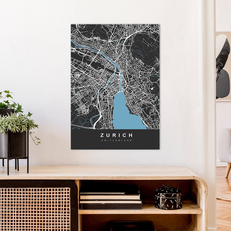 Zurich Art Print by UrbanMaps A1 Black Frame