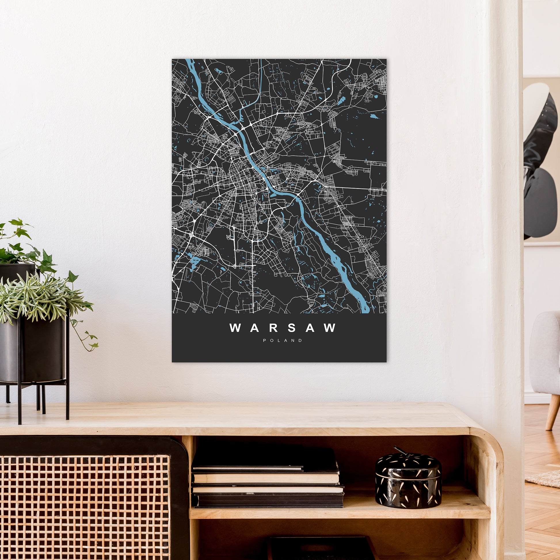 Warsaw Art Print by UrbanMaps A1 Black Frame