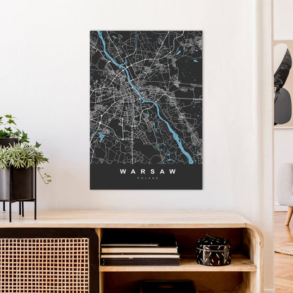 Warsaw Art Print by UrbanMaps A1 Black Frame