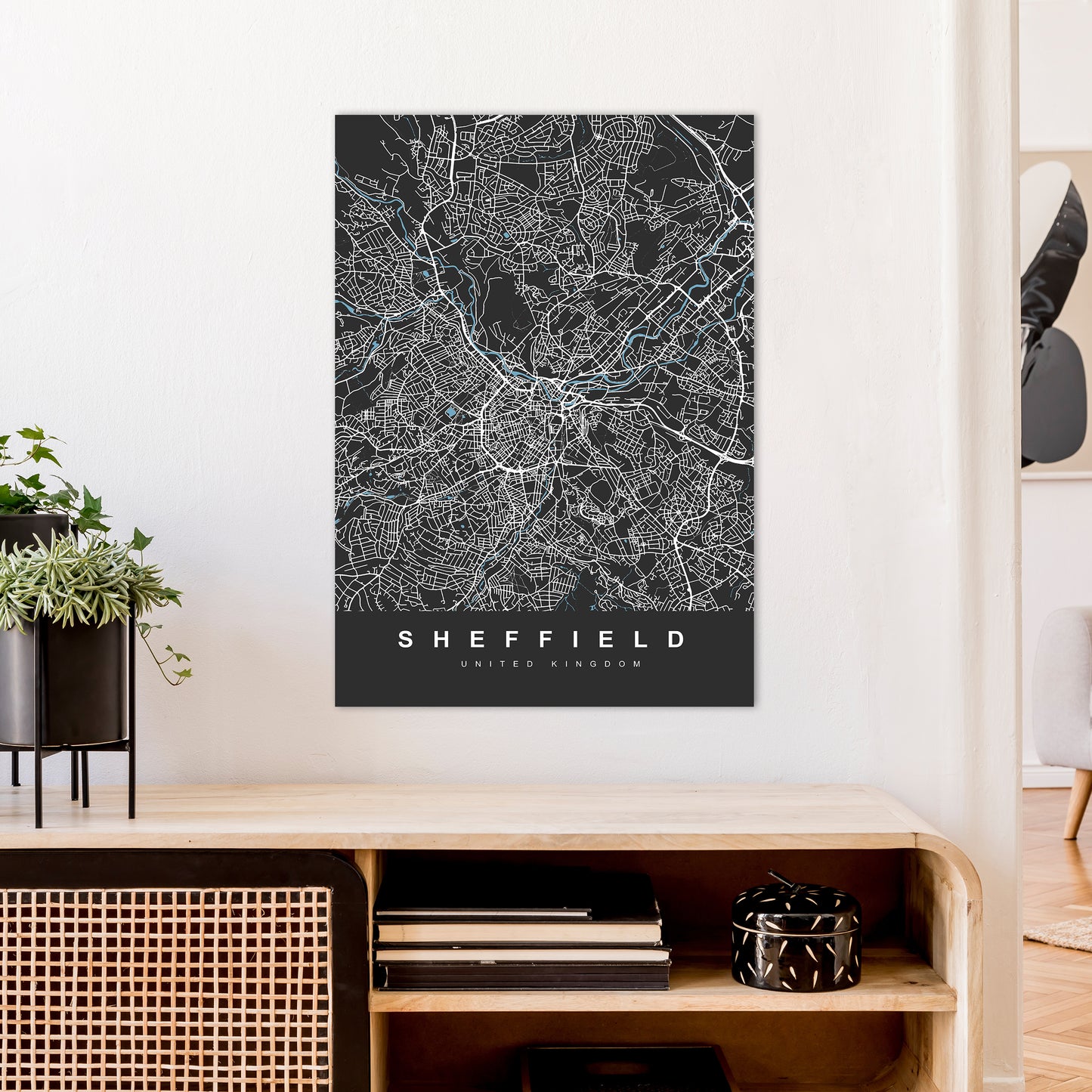 Sheffield III Art Print by UrbanMaps A1 Black Frame