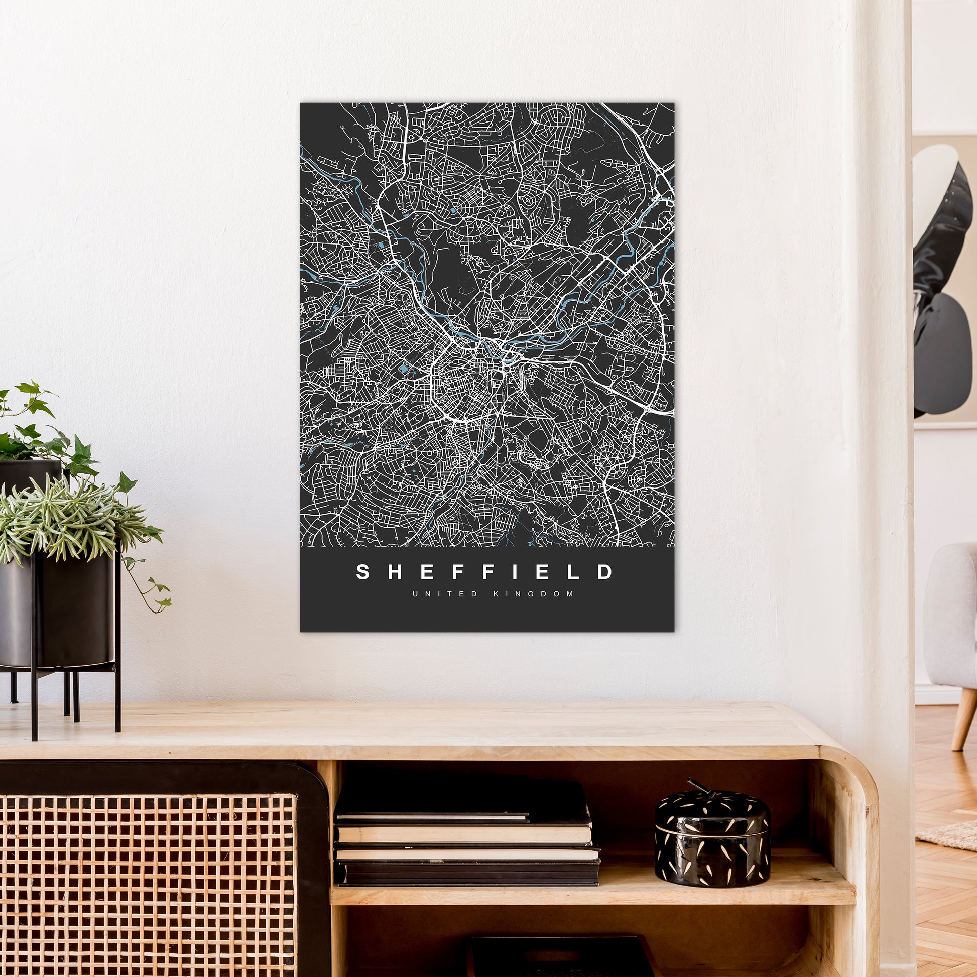 Sheffield III Art Print by UrbanMaps A1 Black Frame