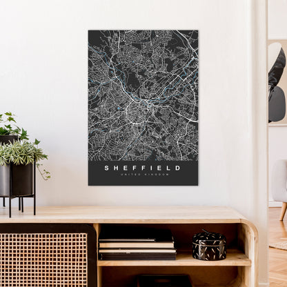 Sheffield III Art Print by UrbanMaps A1 Black Frame