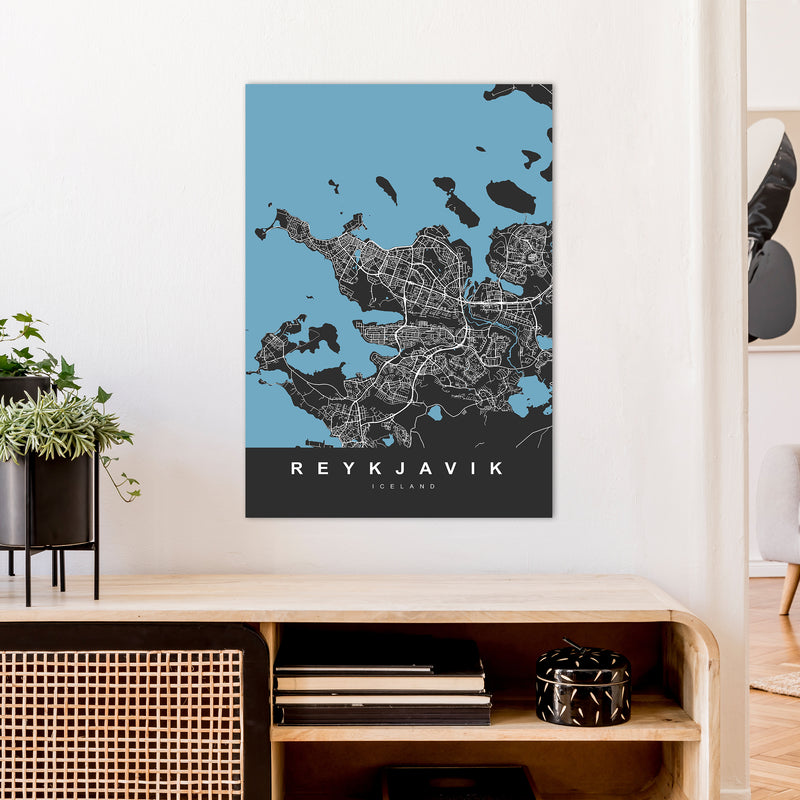 Reykjavik Art Print by UrbanMaps A1 Black Frame