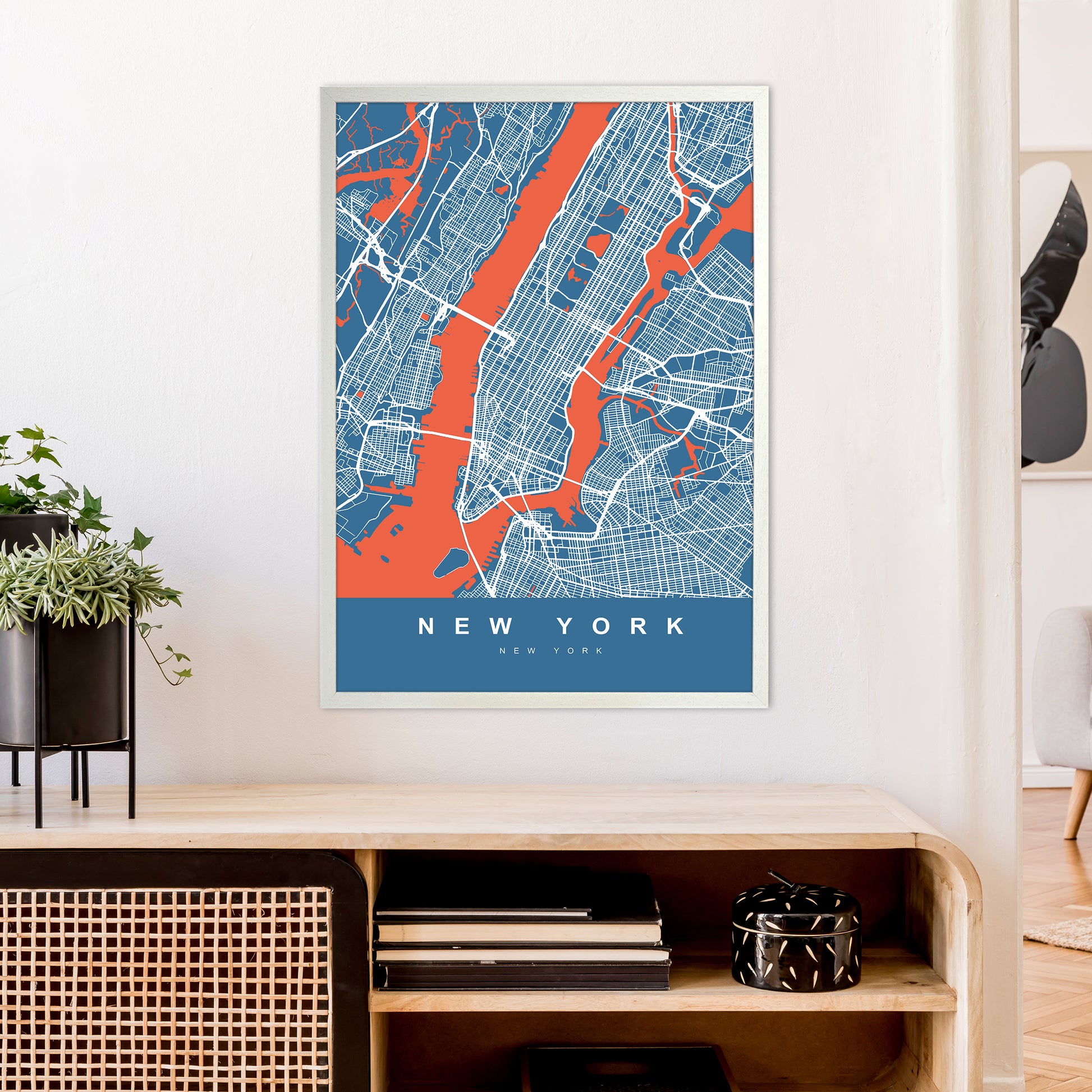 New York I Art Print by UrbanMaps A1 Oak Frame