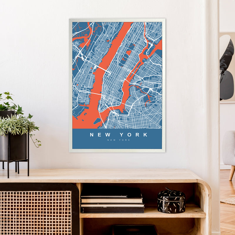 New York I Art Print by UrbanMaps A1 Oak Frame