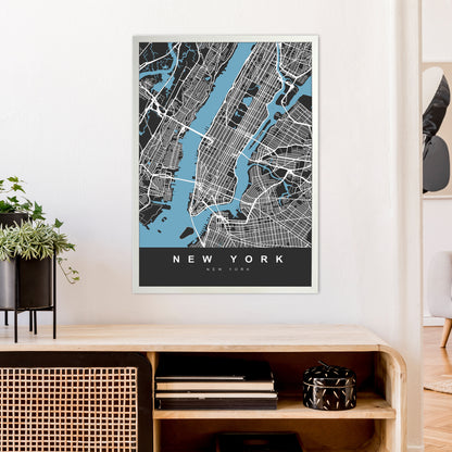 New York II Art Print by UrbanMaps A1 Oak Frame