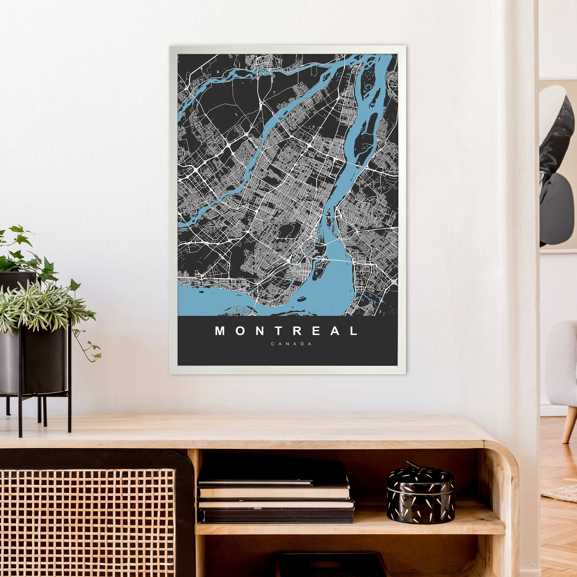 Montreal Art Print by UrbanMaps A1 Oak Frame