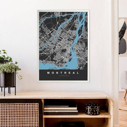 Montreal Art Print by UrbanMaps A1 Oak Frame