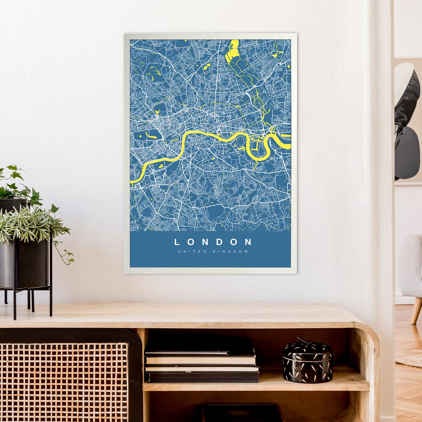 London II Art Print by UrbanMaps A1 Oak Frame