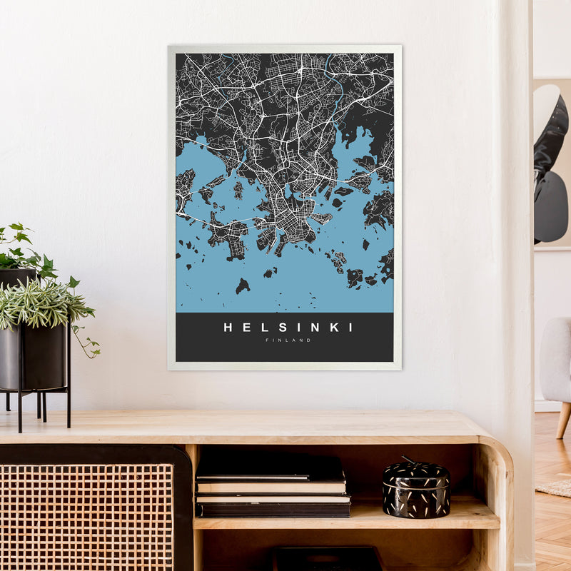 Helsinki Art Print by UrbanMaps A1 Oak Frame