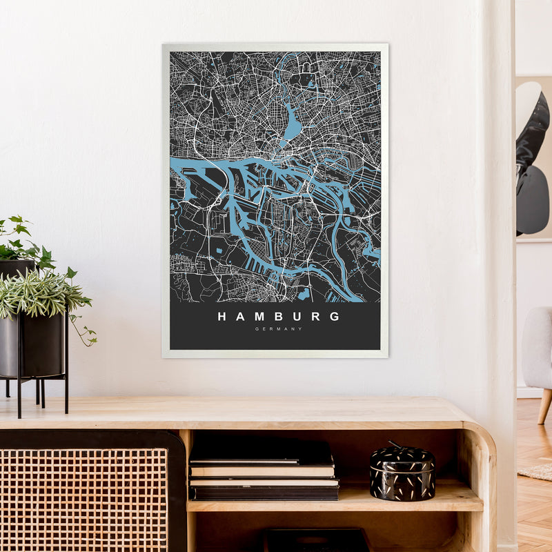 Hamburg Art Print by UrbanMaps A1 Oak Frame
