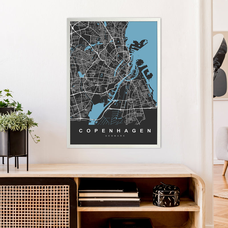 Copenhagen II Art Print by UrbanMaps A1 Oak Frame