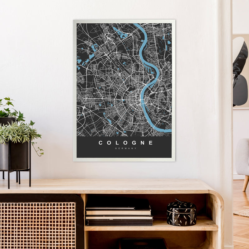 Cologne Art Print by UrbanMaps A1 Oak Frame