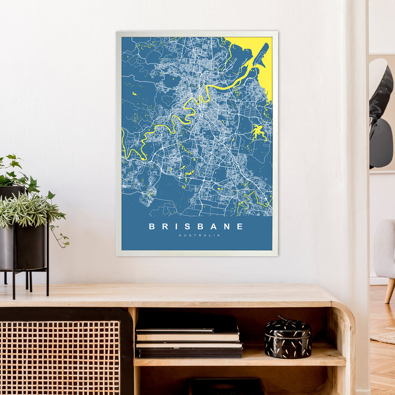 Brisbane I Art Print by UrbanMaps A1 Oak Frame