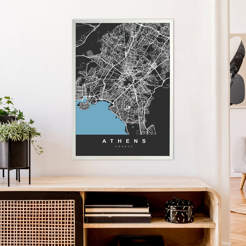 Athens Art Print by UrbanMaps A1 Oak Frame