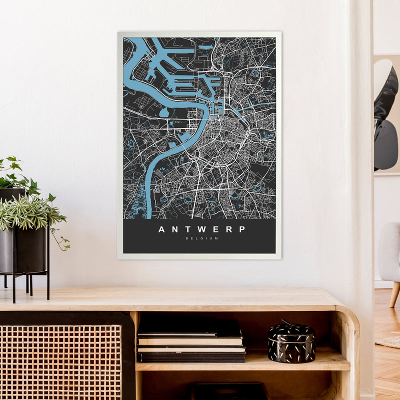 Antwerp Art Print by UrbanMaps A1 Oak Frame