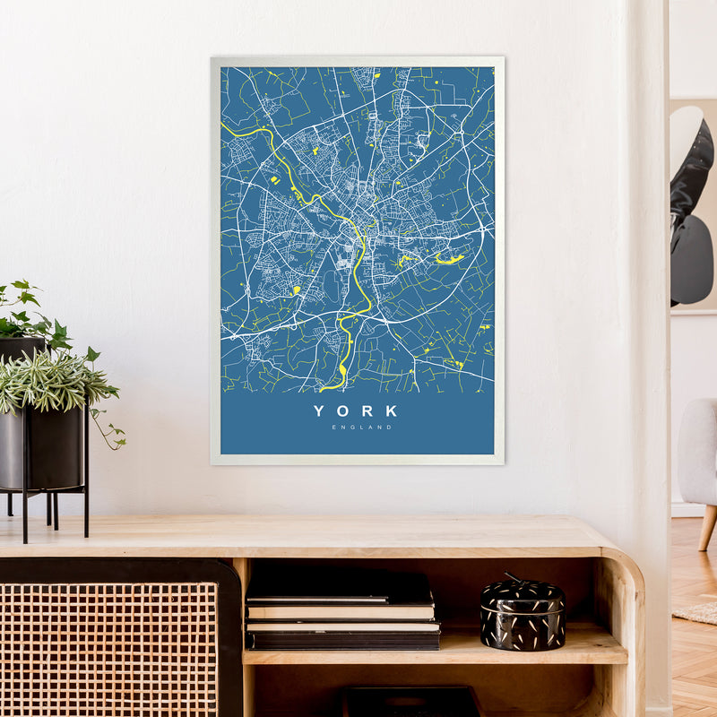 York II Art Print by UrbanMaps A1 Oak Frame