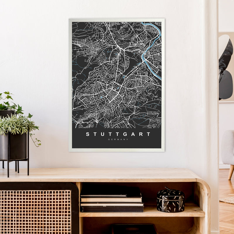 Stuttgart Art Print by UrbanMaps A1 Oak Frame