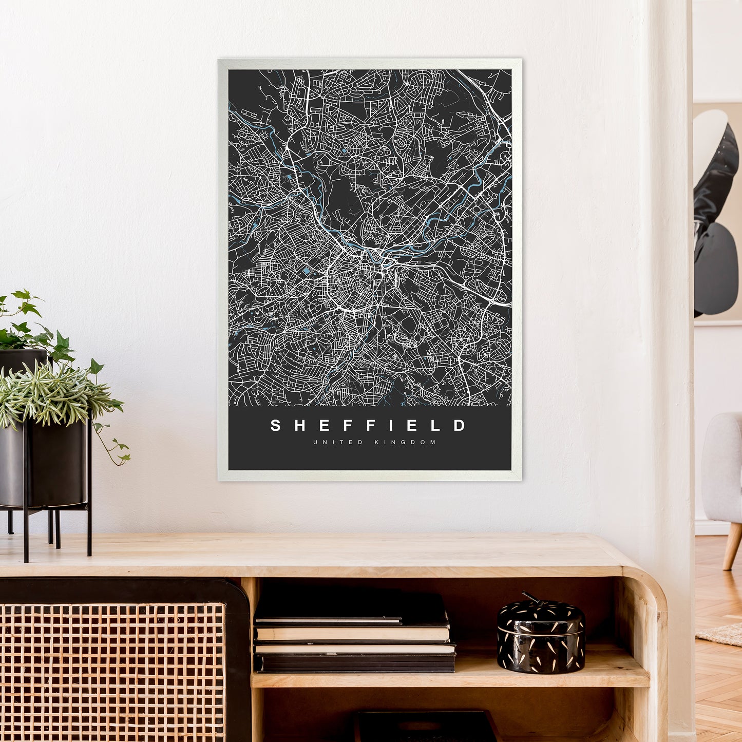 Sheffield III Art Print by UrbanMaps A1 Oak Frame