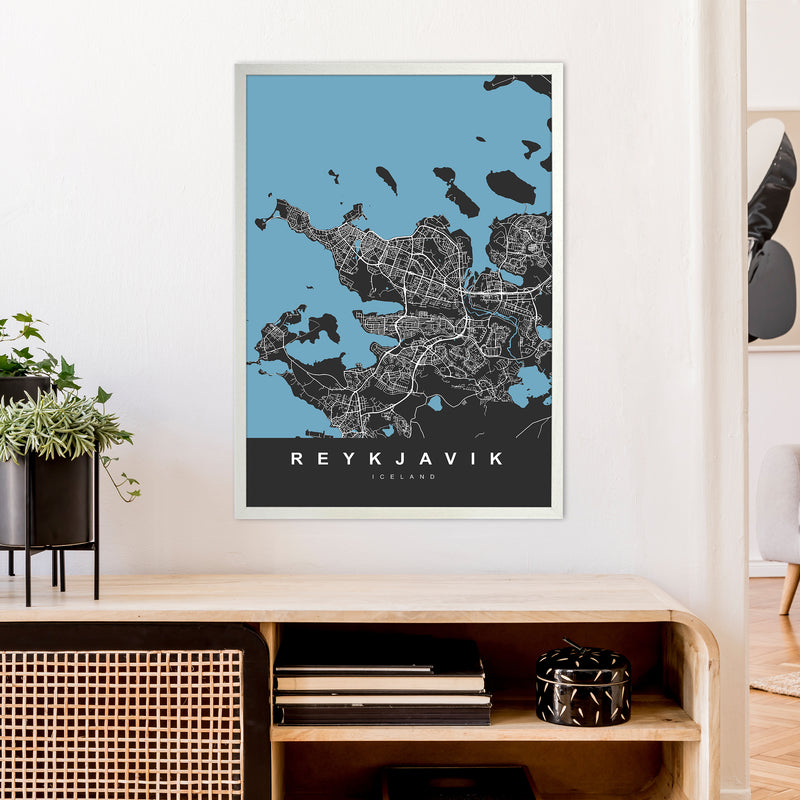 Reykjavik Art Print by UrbanMaps A1 Oak Frame
