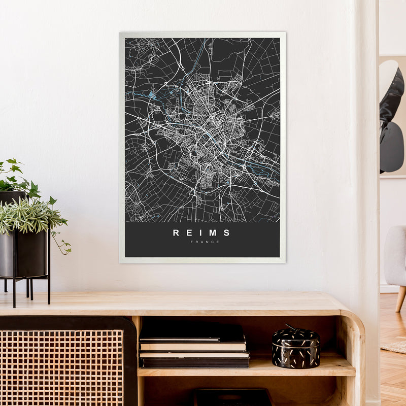 Reims Art Print by UrbanMaps A1 Oak Frame