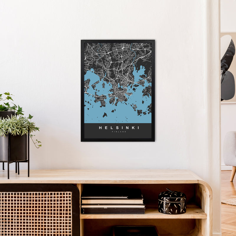 Helsinki Art Print by UrbanMaps A2 White Frame