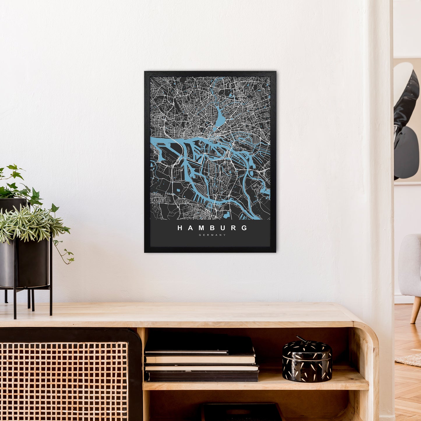 Hamburg Art Print by UrbanMaps A2 White Frame