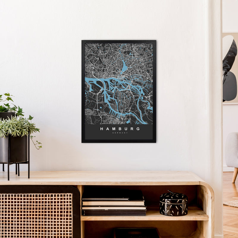 Hamburg Art Print by UrbanMaps A2 White Frame