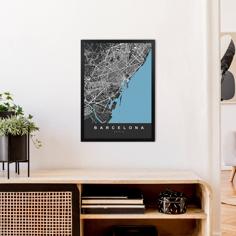 Barcelona Art Print by UrbanMaps A2 White Frame