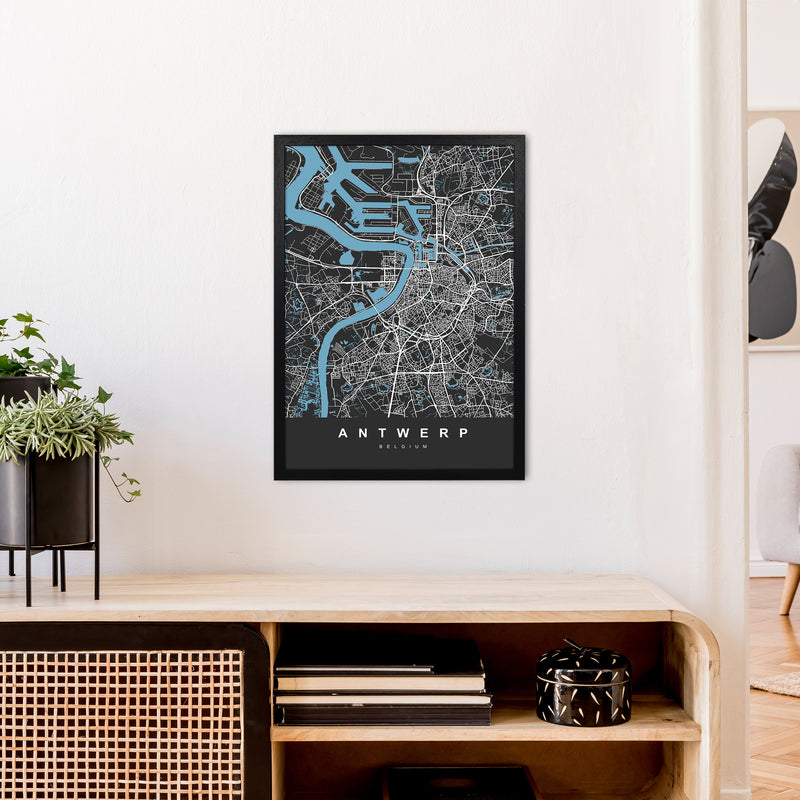 Antwerp Art Print by UrbanMaps A2 White Frame