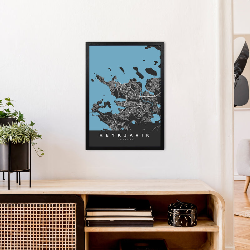 Reykjavik Art Print by UrbanMaps A2 White Frame