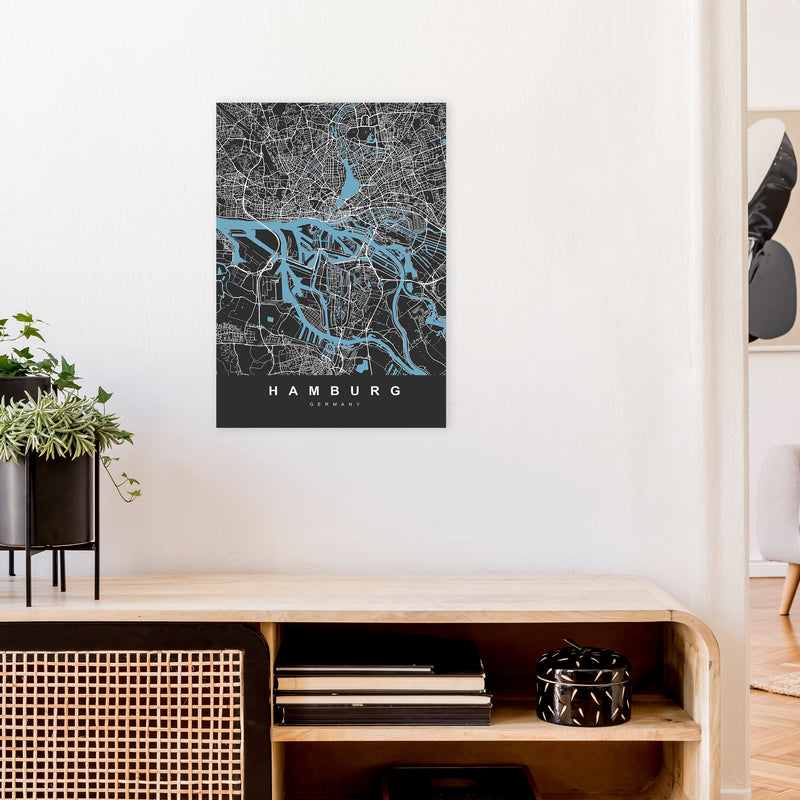Hamburg Art Print by UrbanMaps A2 Black Frame