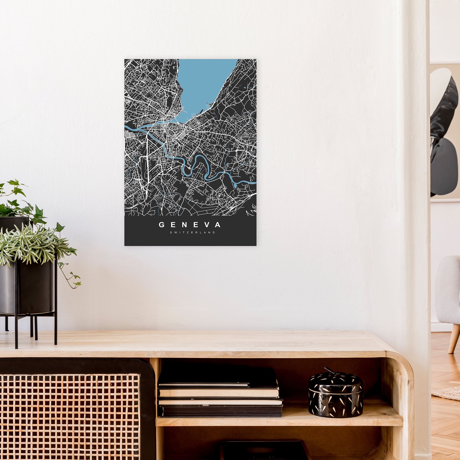Geneva Art Print by UrbanMaps A2 Black Frame