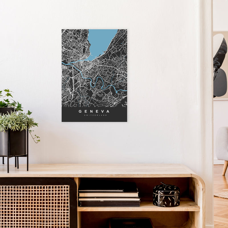 Geneva Art Print by UrbanMaps A2 Black Frame