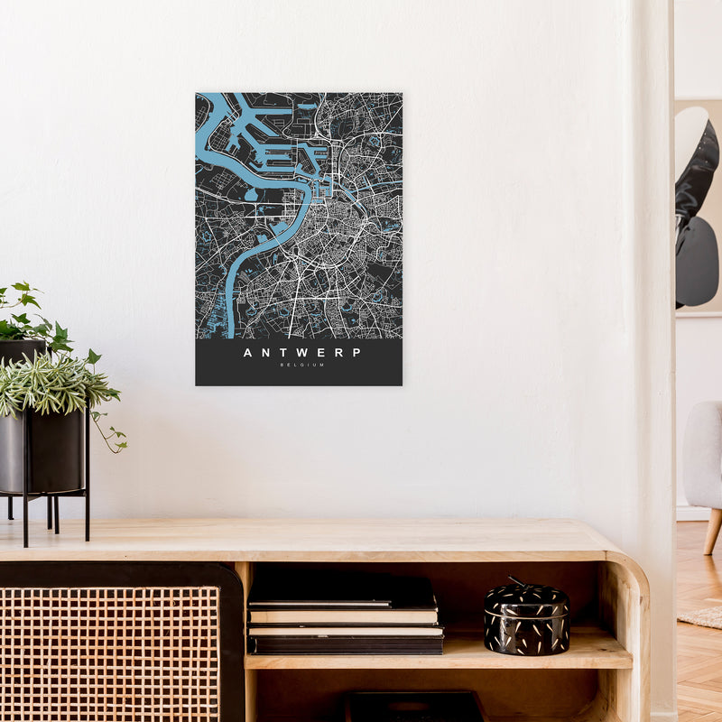 Antwerp Art Print by UrbanMaps A2 Black Frame