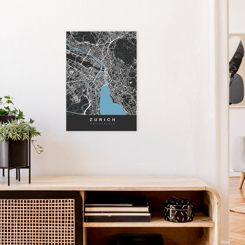 Zurich Art Print by UrbanMaps A2 Black Frame