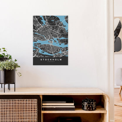 Stockholm Art Print by UrbanMaps A2 Black Frame