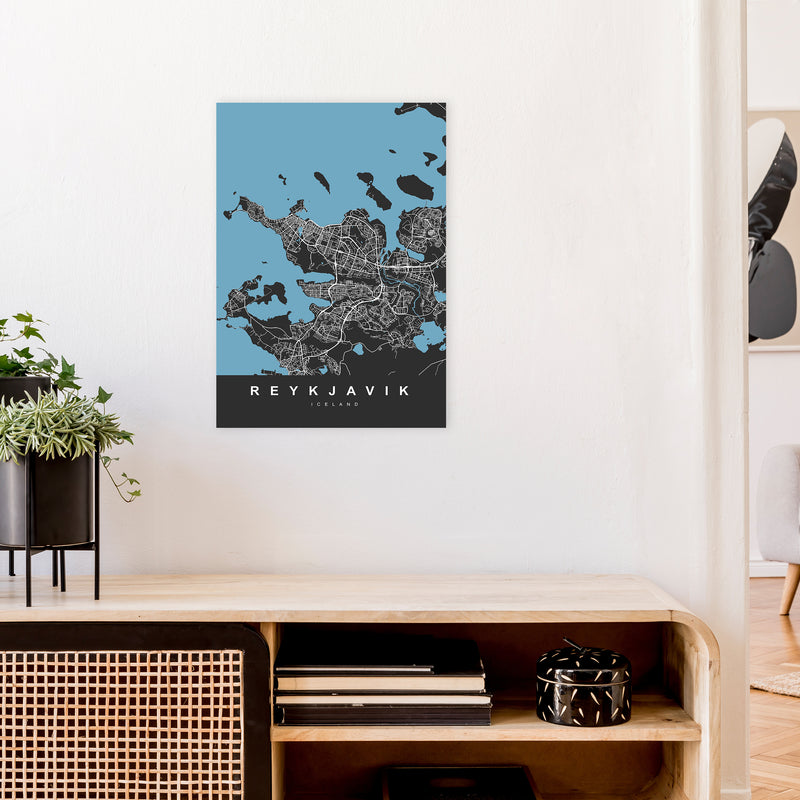 Reykjavik Art Print by UrbanMaps A2 Black Frame