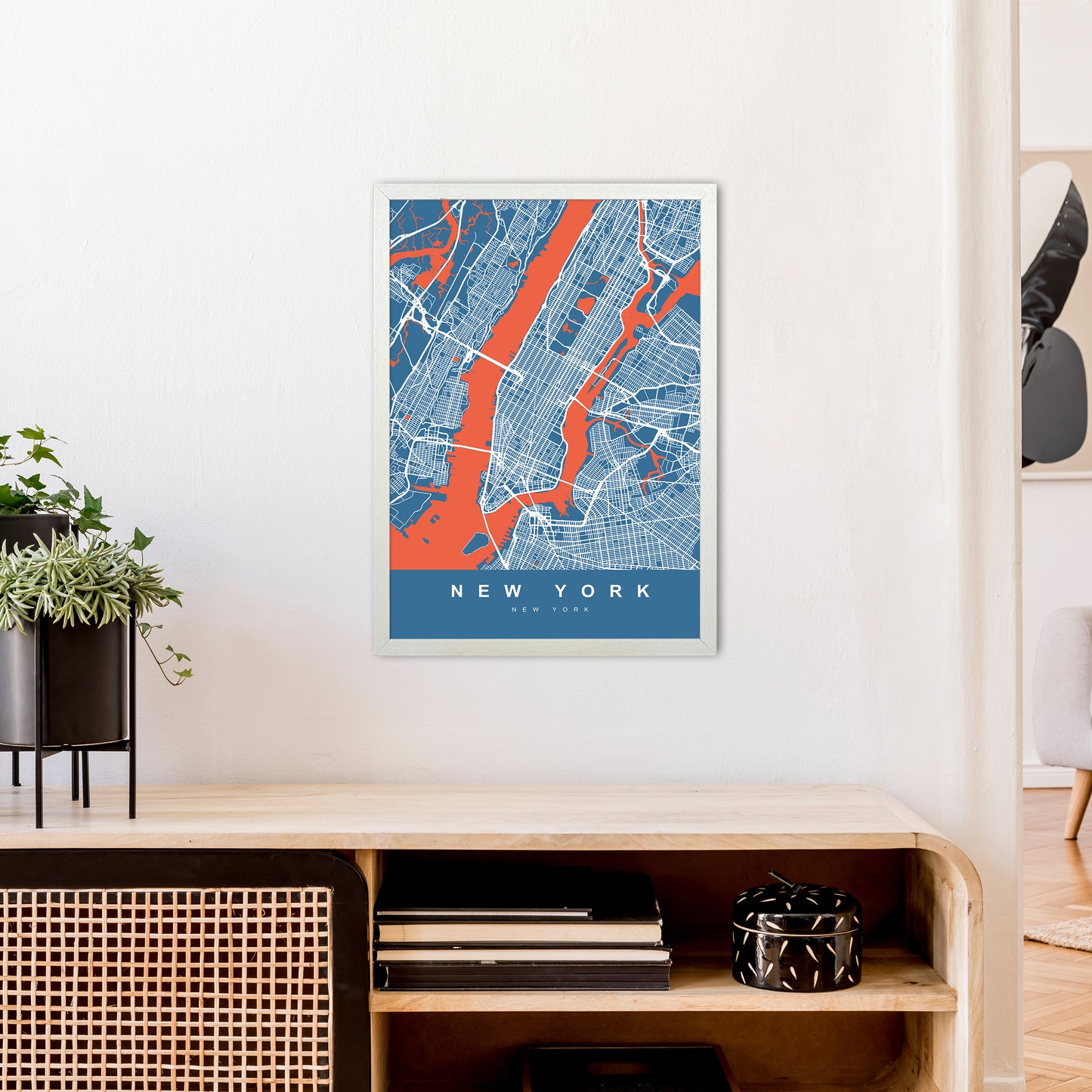 New York I Art Print by UrbanMaps A2 Oak Frame