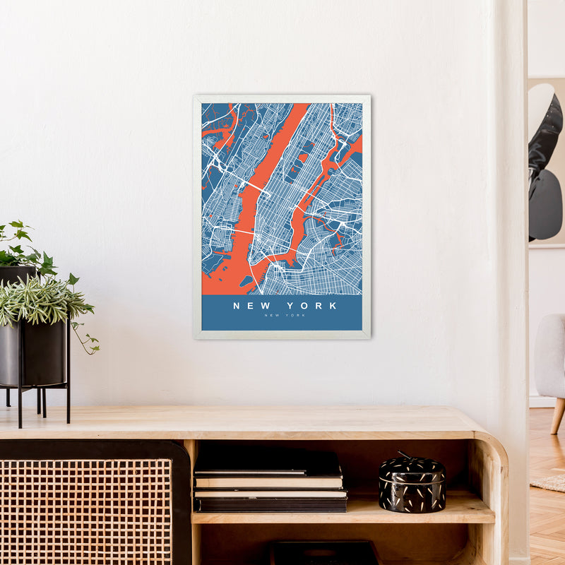 New York I Art Print by UrbanMaps A2 Oak Frame