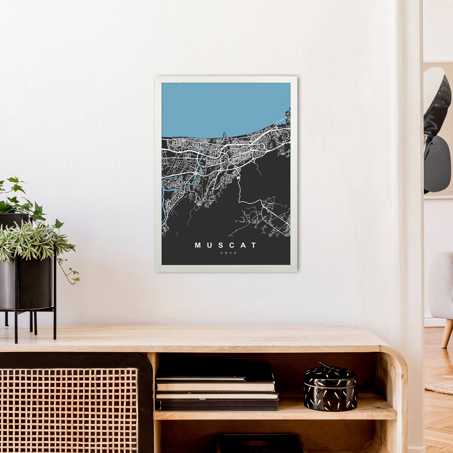 Muscat Art Print by UrbanMaps A2 Oak Frame