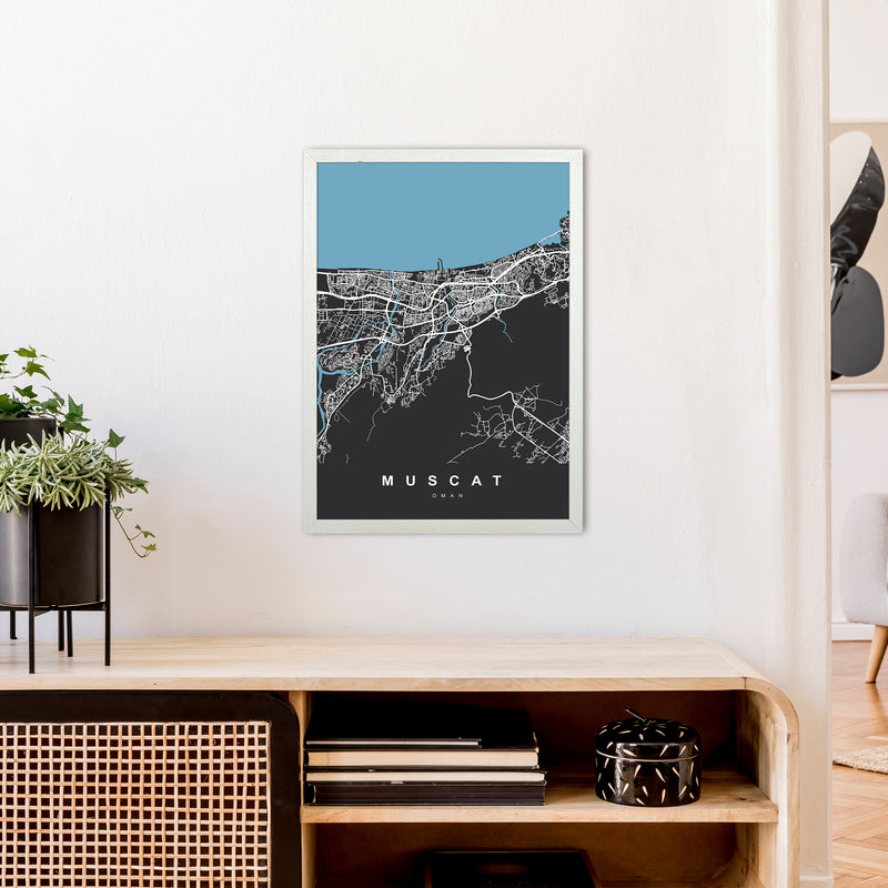 Muscat Art Print by UrbanMaps A2 Oak Frame