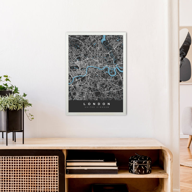 London III Art Print by UrbanMaps A2 Oak Frame