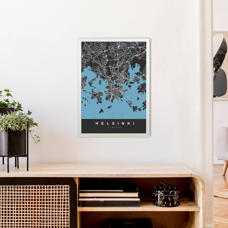 Helsinki Art Print by UrbanMaps A2 Oak Frame