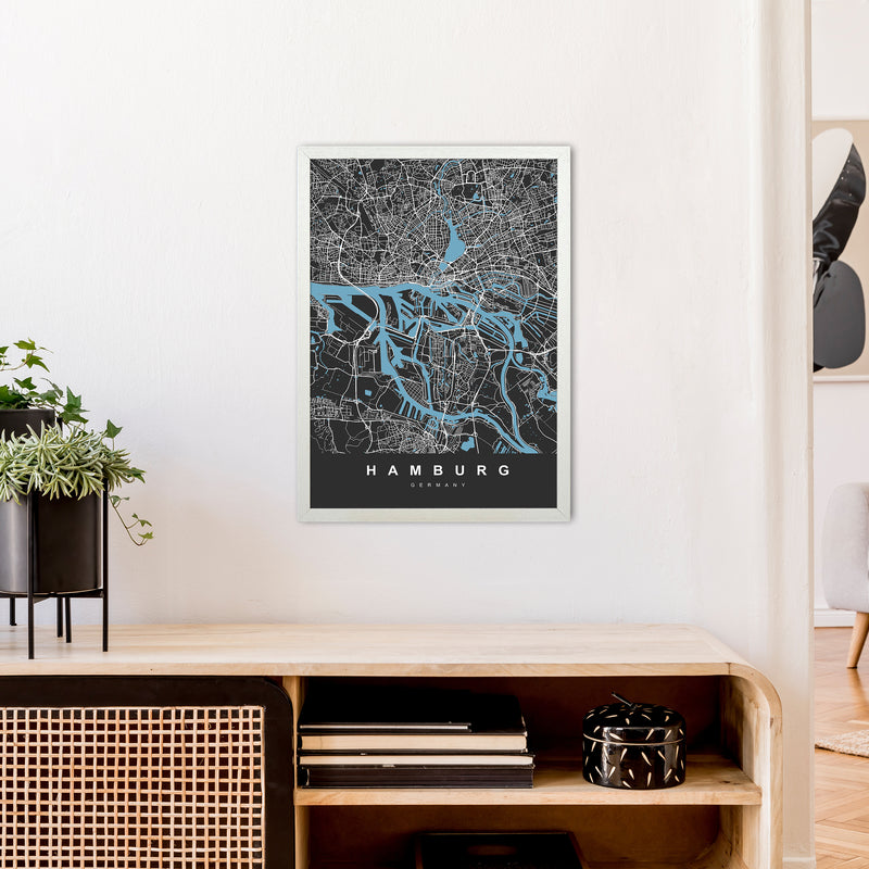Hamburg Art Print by UrbanMaps A2 Oak Frame