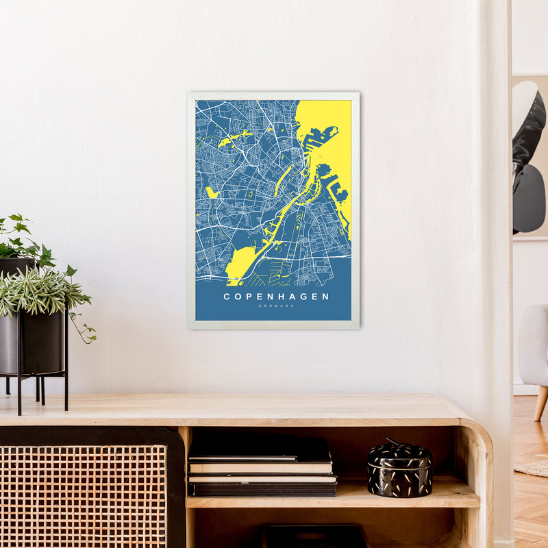 Copenhagen I Art Print by UrbanMaps A2 Oak Frame