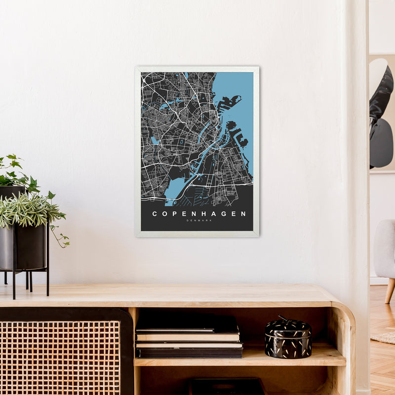 Copenhagen II Art Print by UrbanMaps A2 Oak Frame